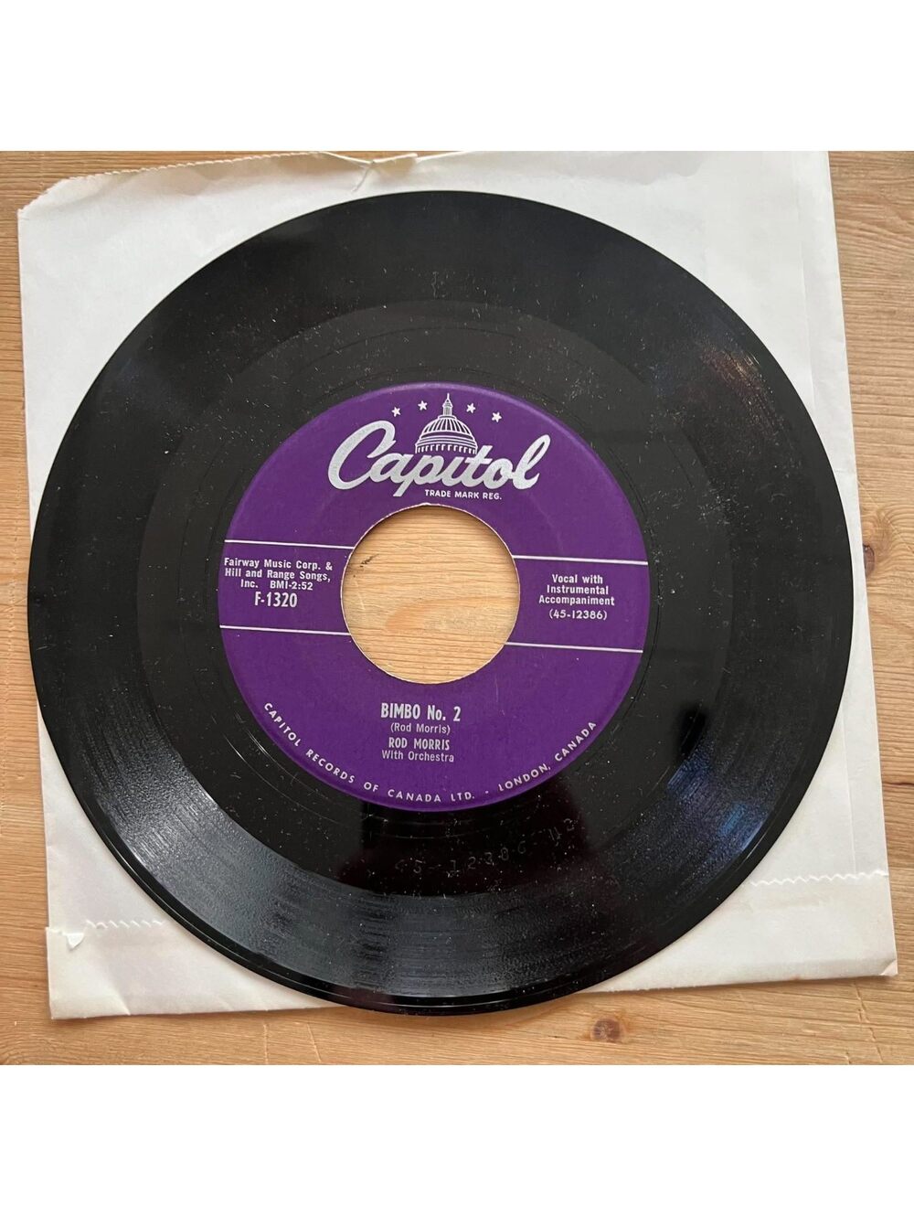 Rod Morris with Orchestra - Bimbo No. 2/Hey Mr. Mocking Bird 45rpm VG+ R16